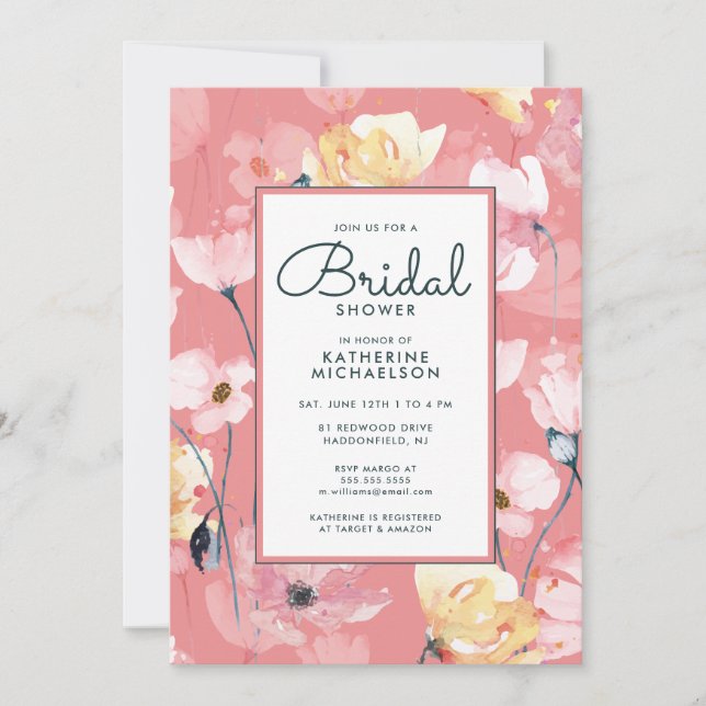 BRIDAL SHOWER | Invitación a los cachorros rosados (Anverso)