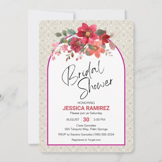 Bridal Shower Invitación Caer Colores (Anverso)