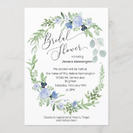 Bridal Shower Invitación color de agua azul
