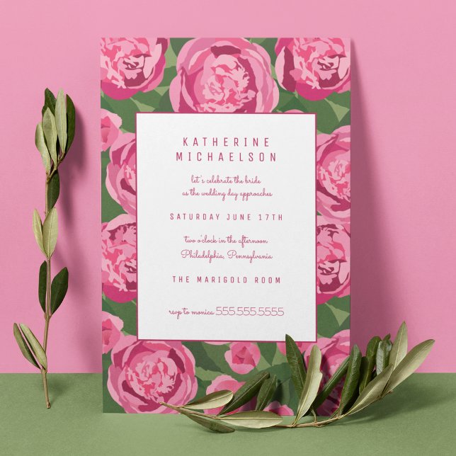 BRIDAL SHOWER | Invitación de peones rosados oscur (Subido por el creador)