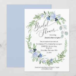 Bridal Shower Invitación Hielo Flores Azules