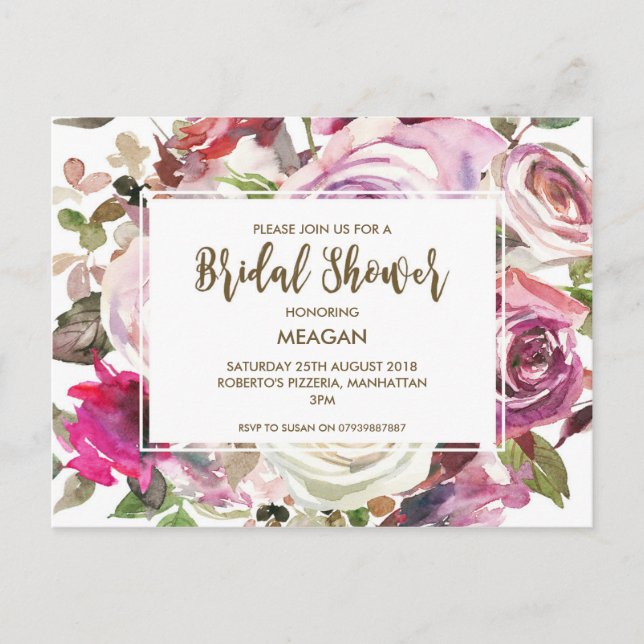 Bridal Shower invitación lilac floral moderno (Anverso)