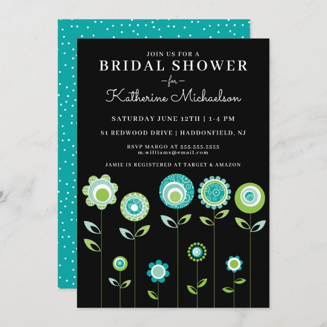 BRIDAL SHOWER | Invitación moderna a los jardines  (Anverso / Reverso)