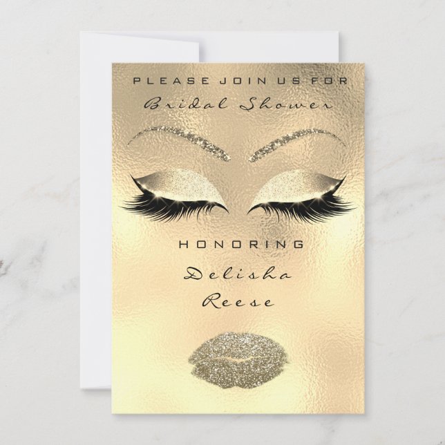 Bridal Shower Invitación Ojo Faux Lámparas de chis (Anverso)