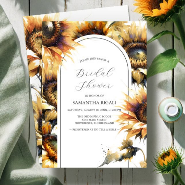 Bridal Shower Invitaciones Girasol (Garden bridal shower invitations watercolor sunflowers Do Tell A Belle)