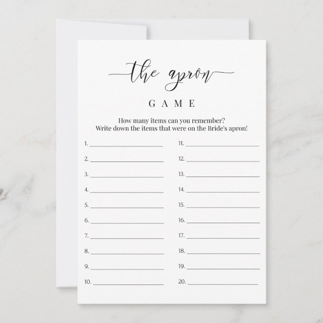 Bridal Shower La Tarjeta De Juego Apron (Anverso)