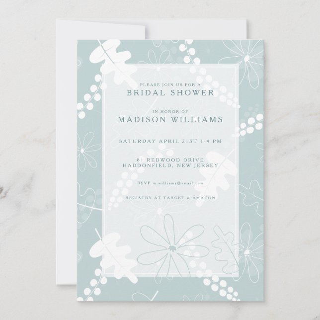BRIDAL SHOWER Pastel Leaf Floral (Anverso)