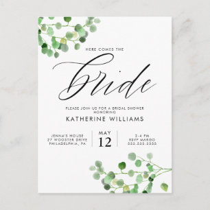 BRIDAL SHOWER Postales florales de color de agua