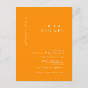 BRIDAL SHOWER   Postales Minimalistas Naranjas