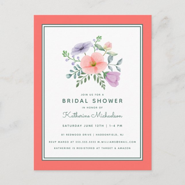BRIDAL SHOWER | Postales para flores acuáticas (Anverso)