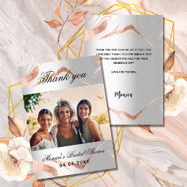 Bridal Shower rosa de plata foto tarjeta de agrade