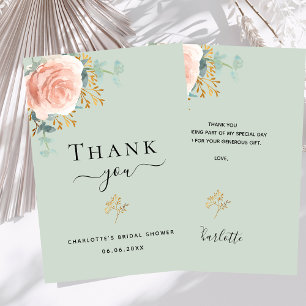 Bridal Shower sage floral verde tarjeta de agradec
