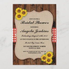 Bridal Shower Sunflower Wood Burlap Invitación Flo