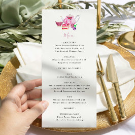 Bridal Shower Tea Fiesta Dusty menú de tetera rosa