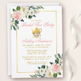 Bridal Shower Tea Fiesta Invitación floral rosa do