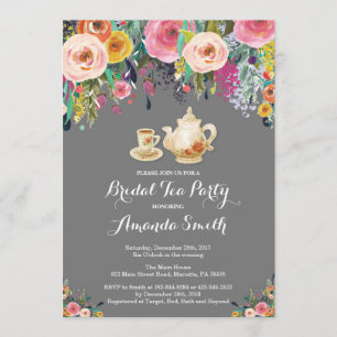 Bridal Shower Tea Party Invitación Floral