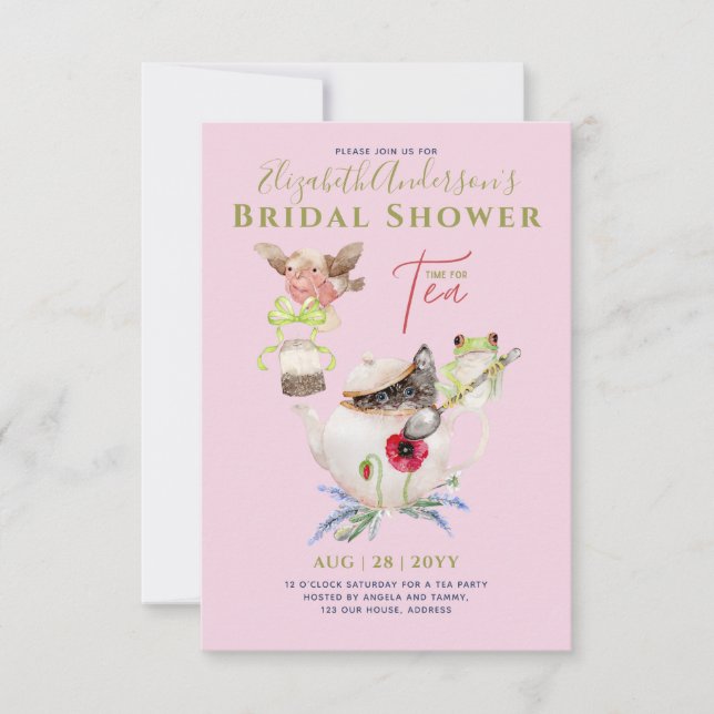 Bridal Shower Tea Party Invitaciones Divertidas (Anverso)