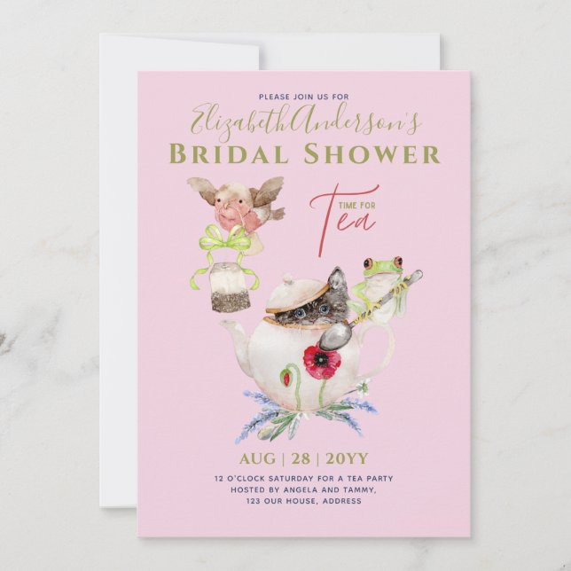 Bridal Shower Tea Party Invitaciones Divertidas (Anverso)