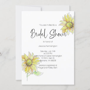 Bridal Shower Watercolor Cae Invitación al girasol