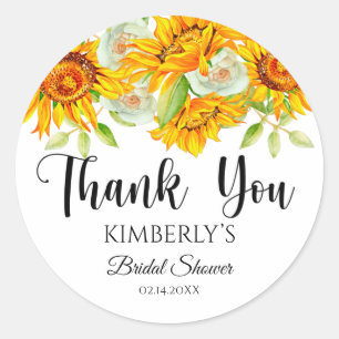 Bridal Shower Watercolor Sunflowers Pegatina