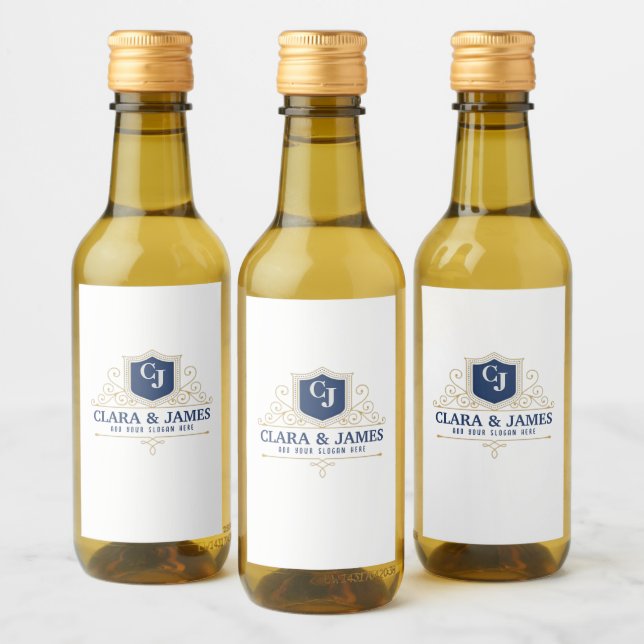 Bride And Groom Monogram Names Elegant Weeding (Botellas)