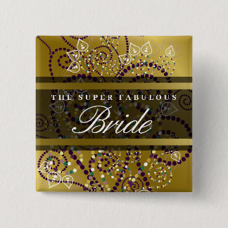 BRIDE Boho Purple Spiral Oro botón Boda