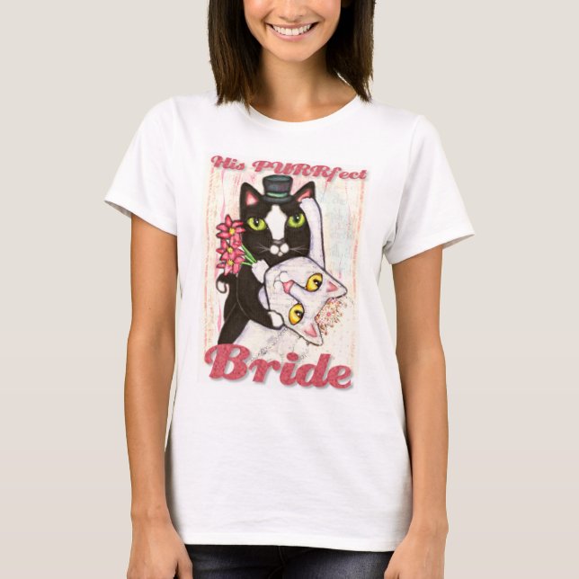BRIDE Cat Boda Pareja Damas Camiseta (Anverso)