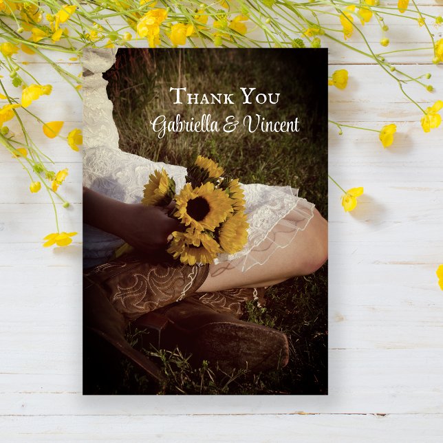Bride Cowboy Boots Sunflowers Flat Gracias Notas (Subido por el creador)