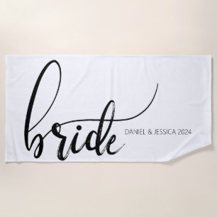 Bride Elegant Toalla de Playa Boda Minimalista