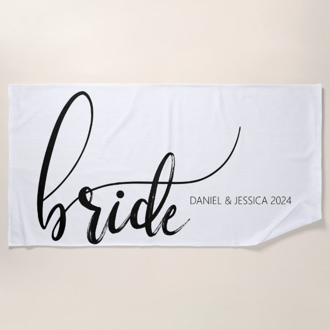 Bride Elegant Toalla de Playa Boda Minimalista (Anverso)