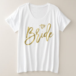 Bride Faux Relieve metalizado dorado Plus T-Shirt 