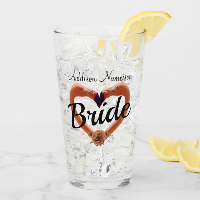 Bride Flamingo Boda Heart (Reverso (hielo))