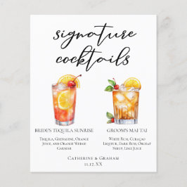 Bride Groom Beach Wedding Menú de cócteles de la f