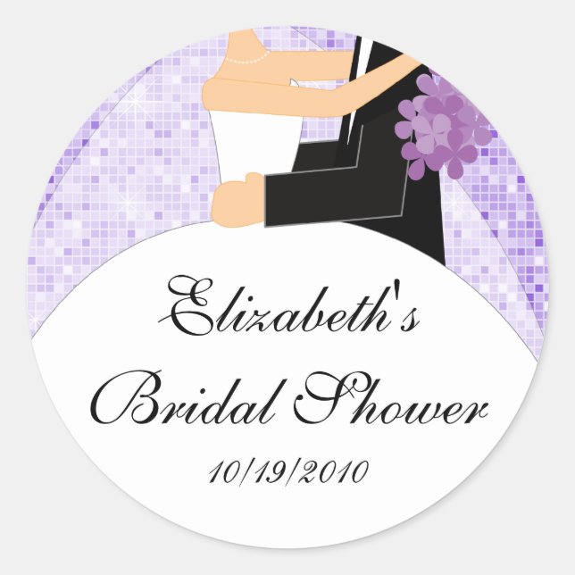 Bride Groom Bridal Shower Pegatina Purple (Anverso)