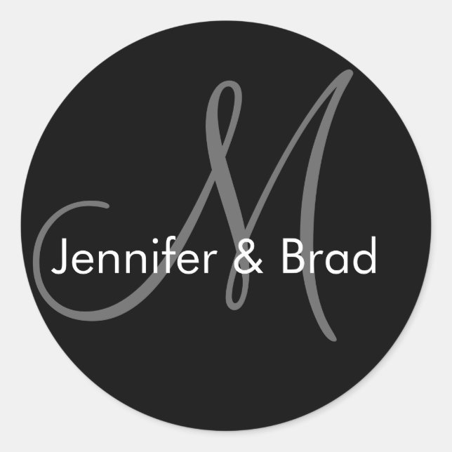 Bride Groom Names Monograma Pegatina Boda (Anverso)