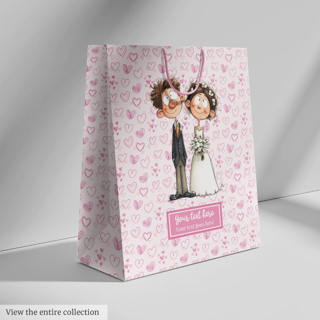 Bride Groom Personalizado Regalo Bolsa de agua Fun (Bride Groom Cartoon Gift Bag Watercolor Funny)