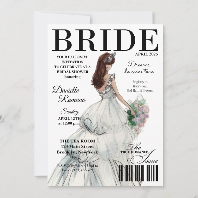 Bride Magazine Invitaciones a ducha de novia moder (Anverso)