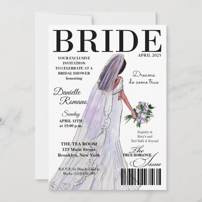 Bride Magazine Invitaciones a ducha de novia moder (Anverso)