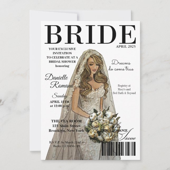 Bride Magazine Invitaciones a ducha de novia moder (Anverso)