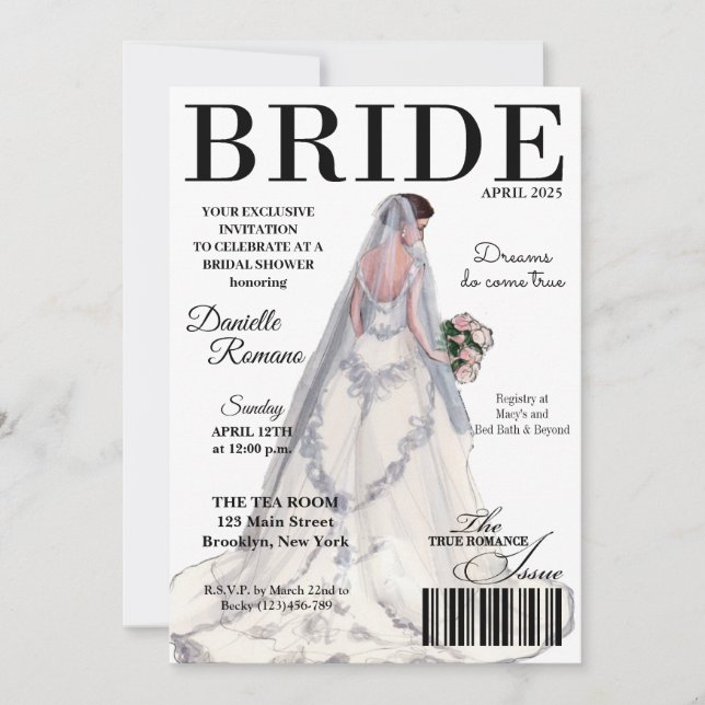 Bride Magazine Invitaciones a ducha de novia moder (Anverso)