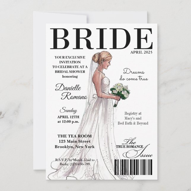 Bride Magazine Invitaciones a ducha de novia moder (Anverso)
