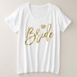 Bride Plus-Size V-Neck T-Shirt Faux Gold Brillante