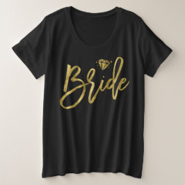 Bride Plus Tamaño V-Neck Faux Gold Brillante Negro