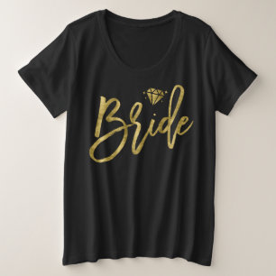 Bride Plus Tamaño V-Neck Faux Gold Brillante Negro