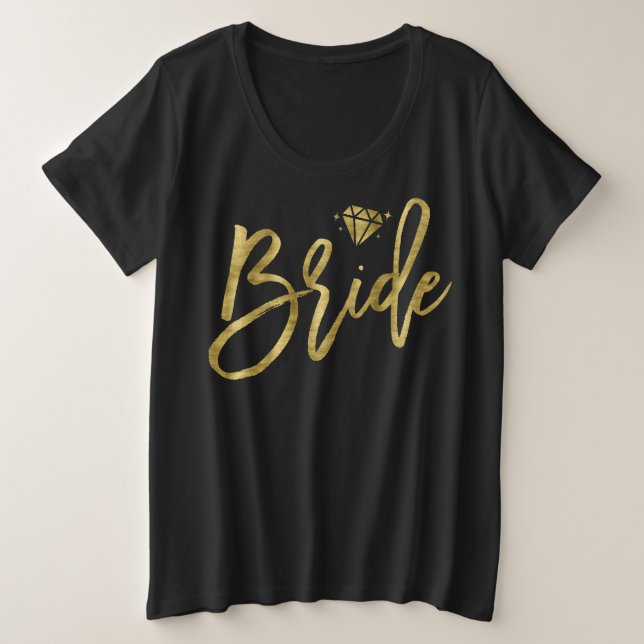 Bride Plus Tamaño V-Neck Faux Gold Brillante Negro (Anverso del diseño)