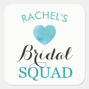 Bride Squad Bridal Shower Pegatinas Aqua Heart