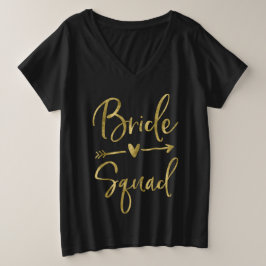 Bride Squad Plus-Size VNeck Faux Gold Script Arrow