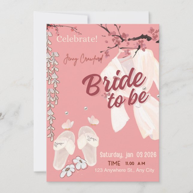 Bride to Be Bridal Shower Invitation | Elegant Pin (Anverso)