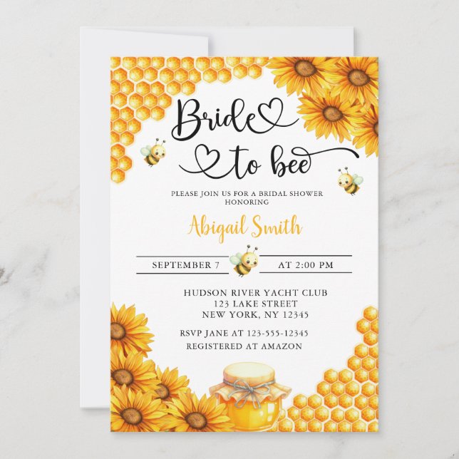 BRIDE TO BEE BRIDAL DUCHA Invitación (Anverso)