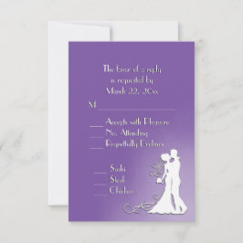 Bride y Groom Royal Purple RSVP con menú